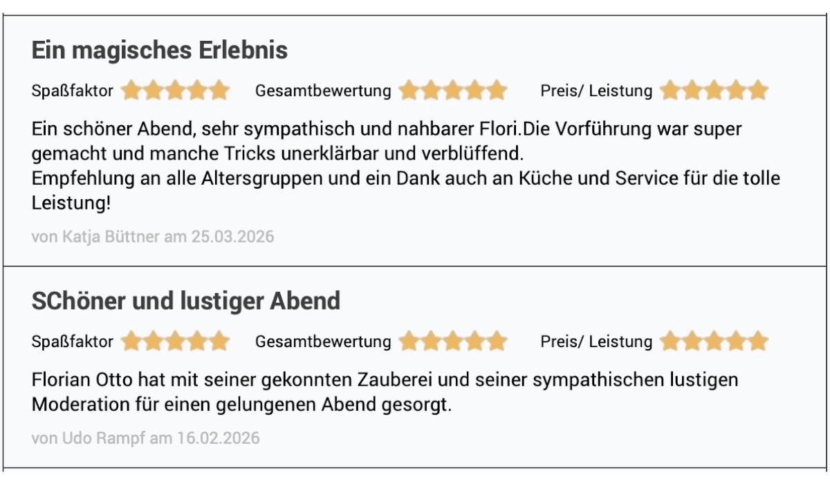 Bewertungen Magic Dinner 