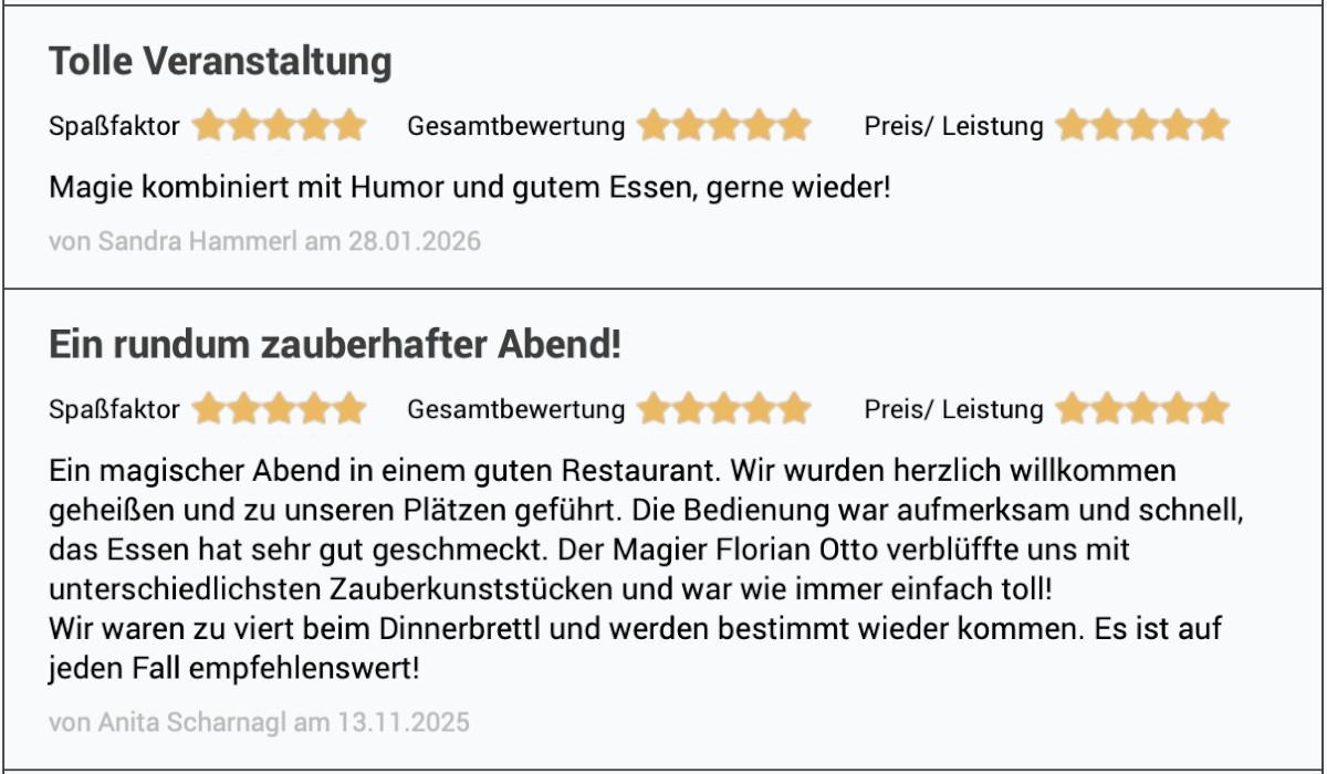 Bewertungen Zauber Dinner 